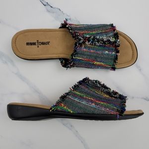 Minnetonka SAMARA Fringe Slides Flats Sz 12N